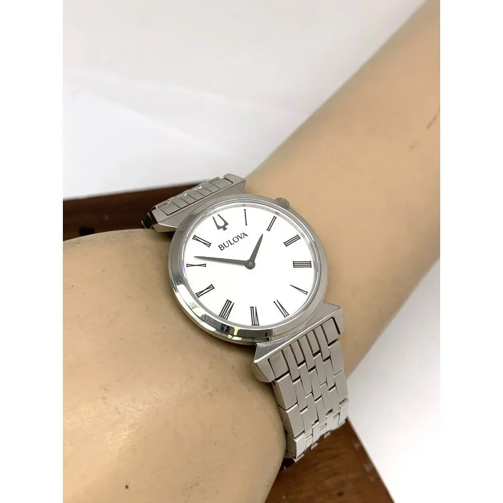 Bulova Women's Watch 96L275 Regatta Quartz Roman White Dial Silver Steel 30mm
